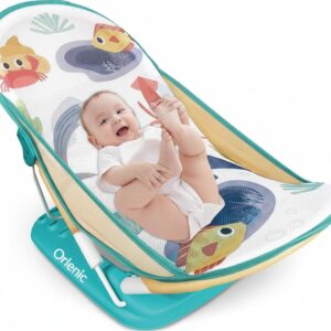 Toddler Bath Seat Foldable Baby Bather for Bathtub Sink or Shower | Adjustable Infant Bath Support with Mesh Sling, Headrest, 3 Recline Positions, Portable Baby Bath Chair for Bathroom
