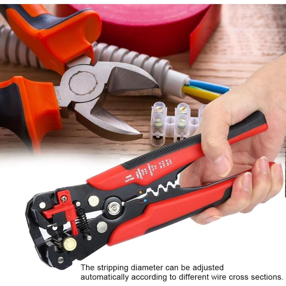 Self-Adjusting Wire Stripper, Strip, Crimp & Cut, Auto-Adjusts, Heavy-Duty & Precision Blades, Ergonomic Grip, Perfect for Electricians & DIY - Image 4