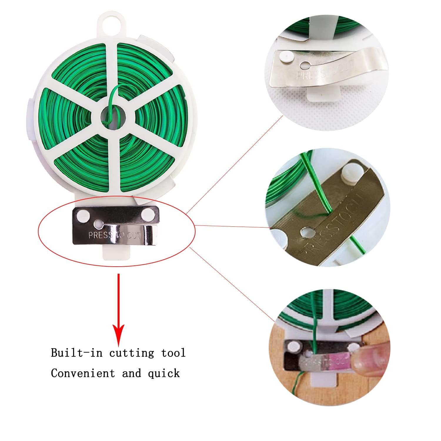 2pcs 20m Green Garden Plant Twist Ties with Cutter – Heavy-Duty Plastic Coated Wire for Gardening, Plant Support, Bag Sealing, Cable Management, Home and Office Organization - Image 6