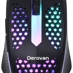 Wired Gaming Mouse 1600 DPI with 7-Color Backlit LED, Unique Chassis Design, USB Plug-and-Play Precision for PC & Laptop Gaming