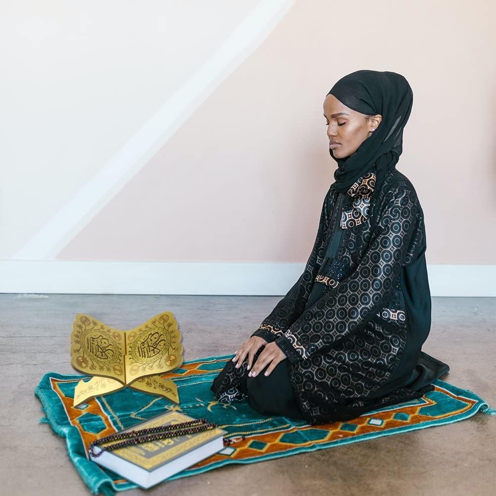 Wooden Religious Book Stand, Foldable Holy Book Holder with Engraved Design, Tabletop Display for Reading, Prayer & Home Decor - Image 3