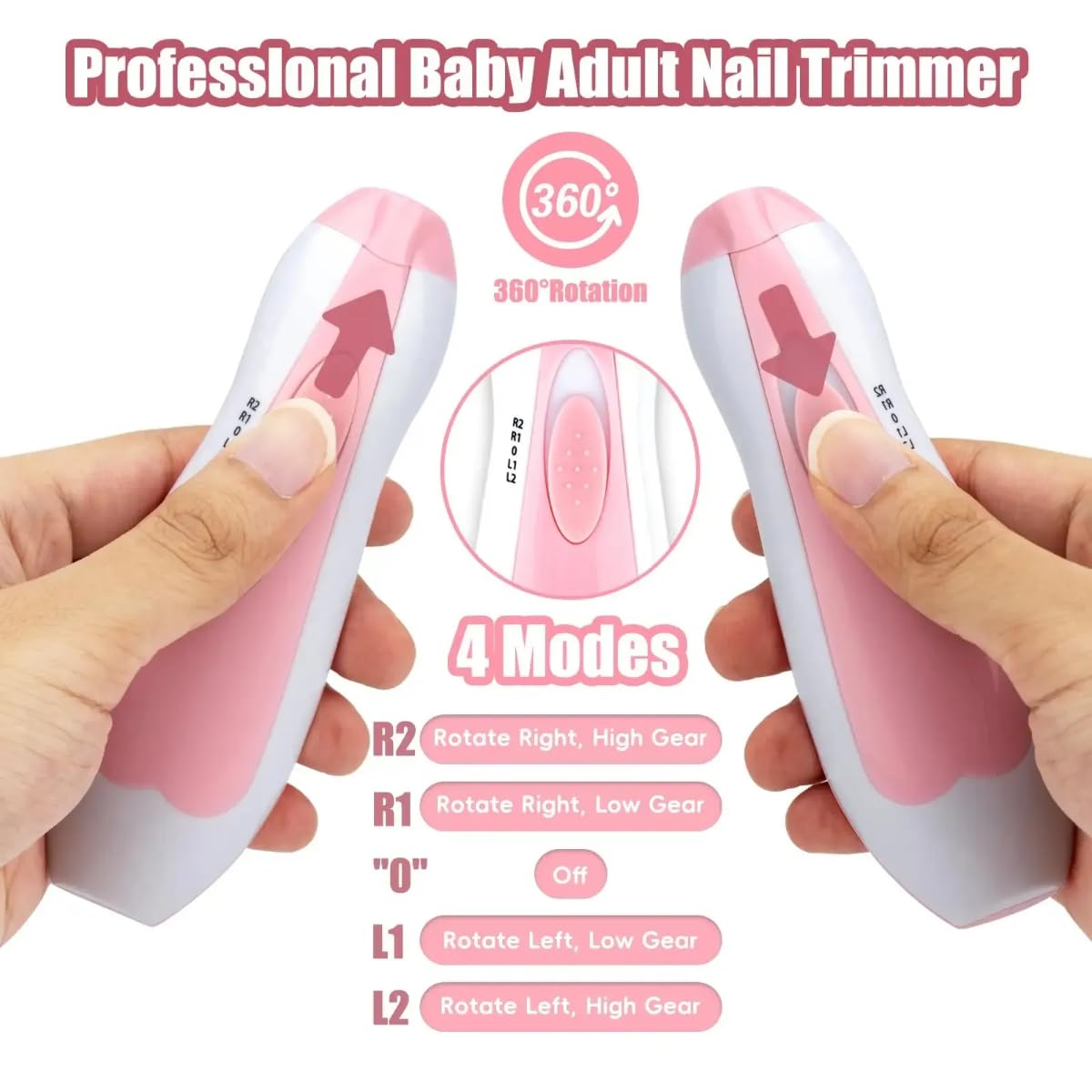 Newborn Baby Nail Trimmer Kit with LED Light & Electric Nail Clipper | Baby Nail File, Manicure & Pedicure Set, Baby Essentials | Safe Nail Care, Nail Brush, Baby Nail Cutter, Nail Drill Machine - Image 3