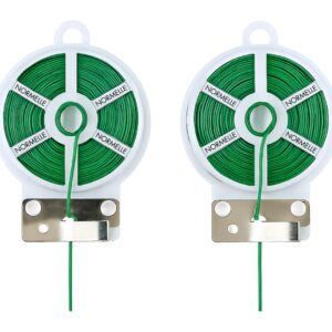 2pcs 20m Green Garden Plant Twist Ties with Cutter – Heavy-Duty Plastic Coated Wire for Gardening, Plant Support, Bag Sealing, Cable Management, Home and Office Organization