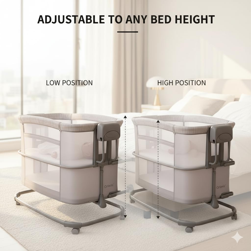 3-in-1 Electric Baby Bassinet Bedside Crib and Swing Cradle with Adjustable Height, Breathable Mesh Sides, Mosquito Net, Soft Mattress, Portable Infant Sleeper for Newborns and Toddlers - Image 4