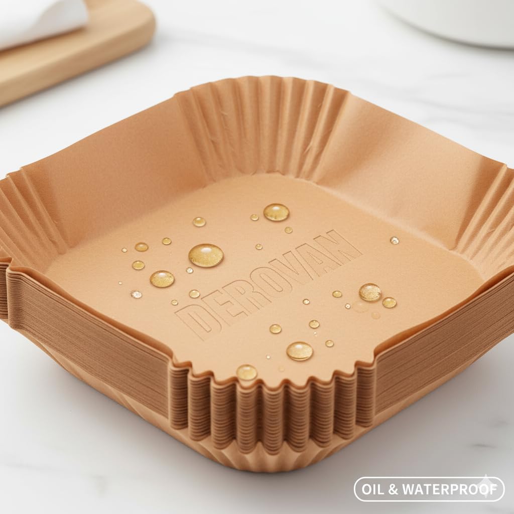 Disposable Air Fryer Baking Paper 20 cm (100 Sheets) – Food-Grade, Unbleached Parchment Paper with 4.5 cm Raised Rim, Oil‑Resistant, Waterproof, Non‑Stick, Eco‑Friendly - Image 2