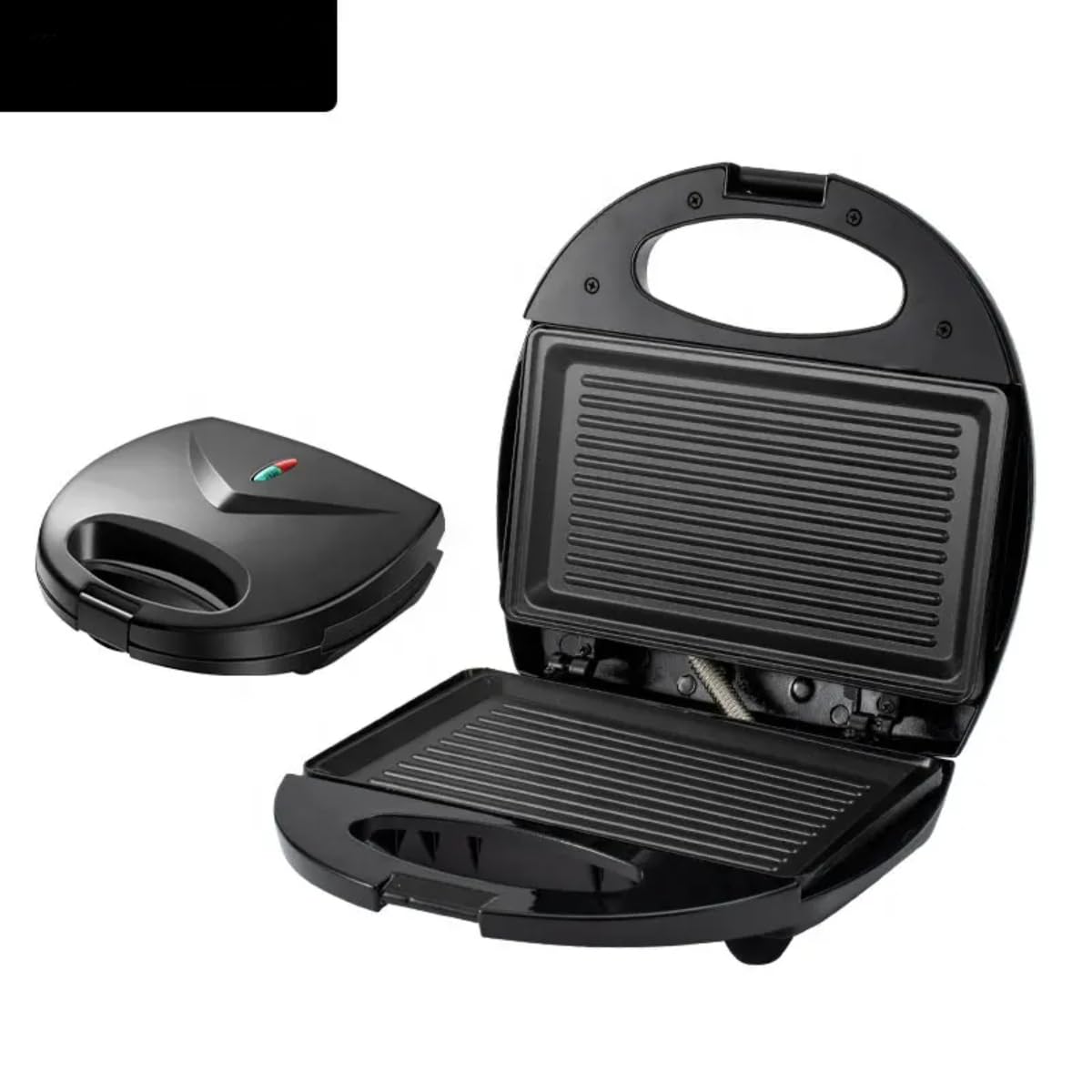 Sandwich, Grill & Waffle Maker - Interchangeable Non-Stick Plates, Indicator Lights, 700W Multifunctional Kitchen Appliance, Black Stainless Steel, 2 Slot Toaster Sandwich Maker - Image 4