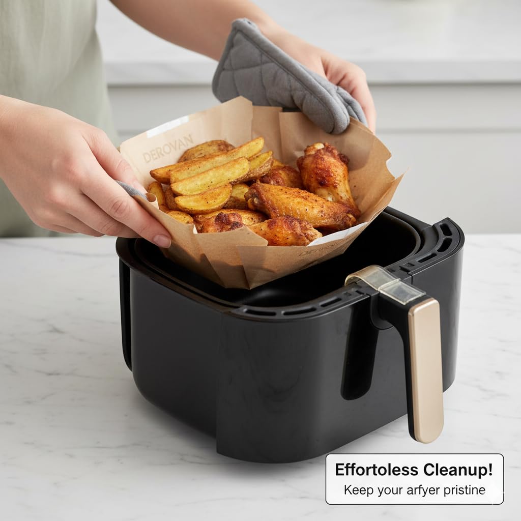 Disposable Air Fryer Baking Paper 20 cm (100 Sheets) – Food-Grade, Unbleached Parchment Paper with 4.5 cm Raised Rim, Oil‑Resistant, Waterproof, Non‑Stick, Eco‑Friendly - Image 4