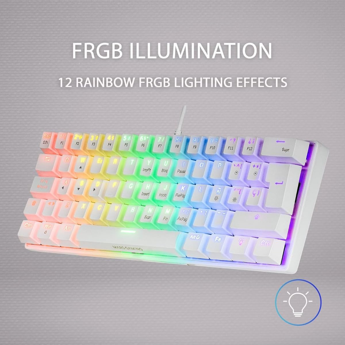 Mini Mechanical Gaming Keyboard – 60% Wired RGB Backlit Keyboard with 61 Keys – Waterproof & Space-Saving Design – White Color – Ideal for PC Gamers, Streamers, and Competitive eSports - Image 6