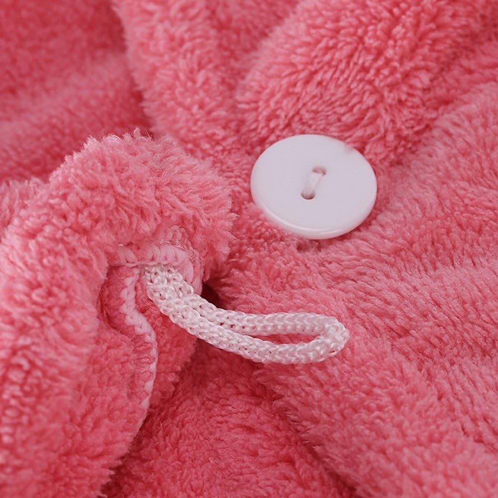 Microfiber Hair Towel Wrap – Ultra-Soft, Super Absorbent, Frizz-Reducing Turban with Cute Teddy Bear Button - Image 4