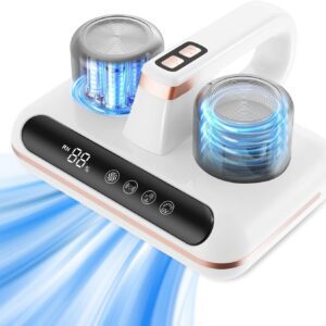 Handheld Bed Vacuum Cleaner – 8kPa/10kPa Suction Power with UV Light – Deep Clean Mites from Mattress, Carpet, Couch – HEPA Filter & 210ml Dust Tank – Multi-Surface Dual Mode Sanitizer