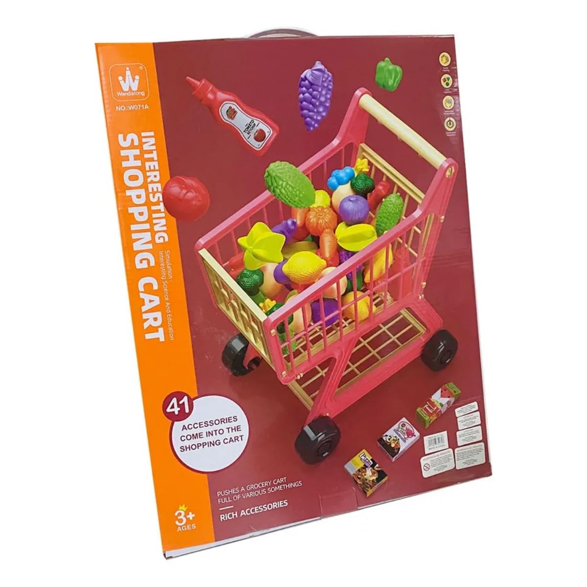 Kids Shopping Cart Toy / Realistic Design, 41 Fun Accessories, Encourages Imaginative Play, Promotes Motor Skills, Perfect for Toddlers & Preschoolers – Let's Play Supermarket Set - Image 2