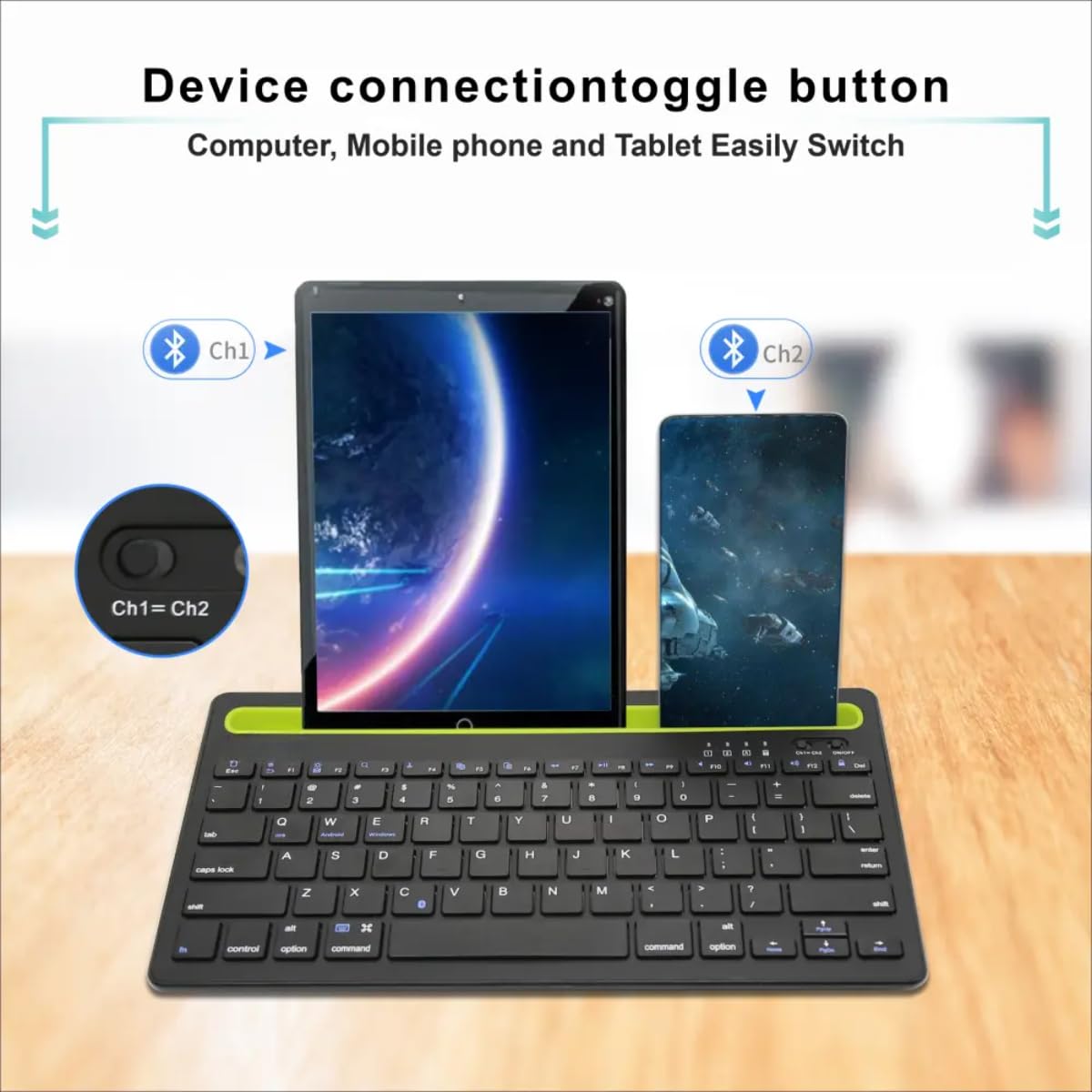 Mechanical Gaming Keyboard with Blue Switches, Backlit, Wired for iOS, Android, Windows; Tri-Fold Bluetooth Keyboard with Touchpad; Spill-Resistant Full Size USB Keyboard for PC, Laptop - Image 3