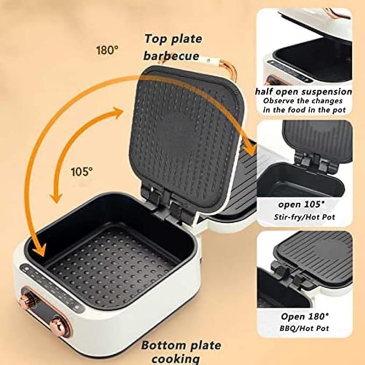 Electric Grill & Hot Pot, Non-Stick Baking Tray & Hot Pot, Compact Pancake Maker, Easy Clean BBQ Grill, Versatile Kitchen Multi-Cooker, Easy to Clean - Image 5