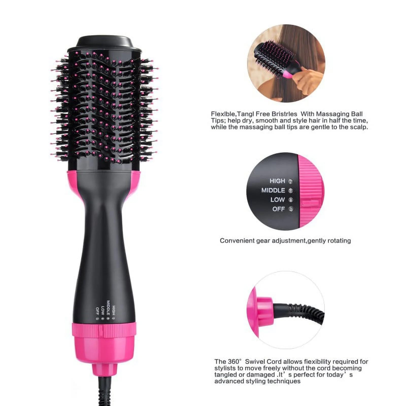 3-in-1 Hot Air Styling Brush – Dryer, Straightener & Volume Enhancer with Ionic Technology - Image 3