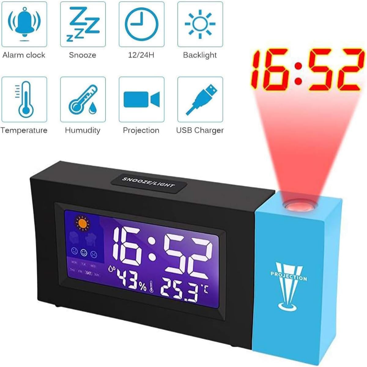 Digital Color Screen Alarm Clock with Voice Activation/Thermometer, Humidity Display, Weather Forecast, Stylish, Modern, and Multifunctional for Bedroom, Home Office/Perfect - Image 6