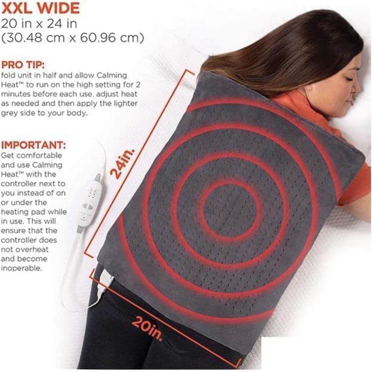 Calming Heat Weighted Heating Pad: Electric Massager with Soothing Heat | Sharper Image | Lightweight & Comfortable | 9 Massages | Targeted Pain Relief | 4 lbs | Relaxation for Aches, Cramps, & Joints - Image 3