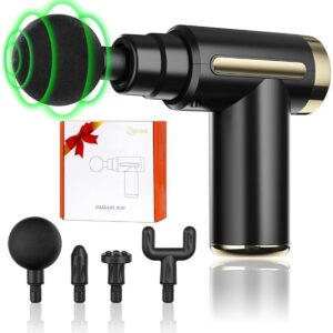 Massage Gun/Deep Tissue Percussion Massager, Handheld Muscle Therapy Device with 4 Attachments, Quiet Motor, Portable & Rechargeable for Pain Relief, Recovery & Relaxation