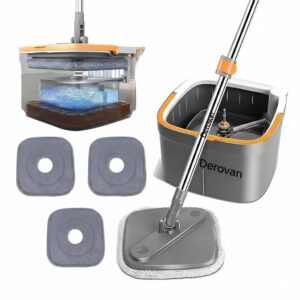 Spin Mop & Bucket System – Separate Clean & Dirty Water Chambers, 360° Microfiber Head, Foot‑Pedal Wringing & Adjustable Handle
