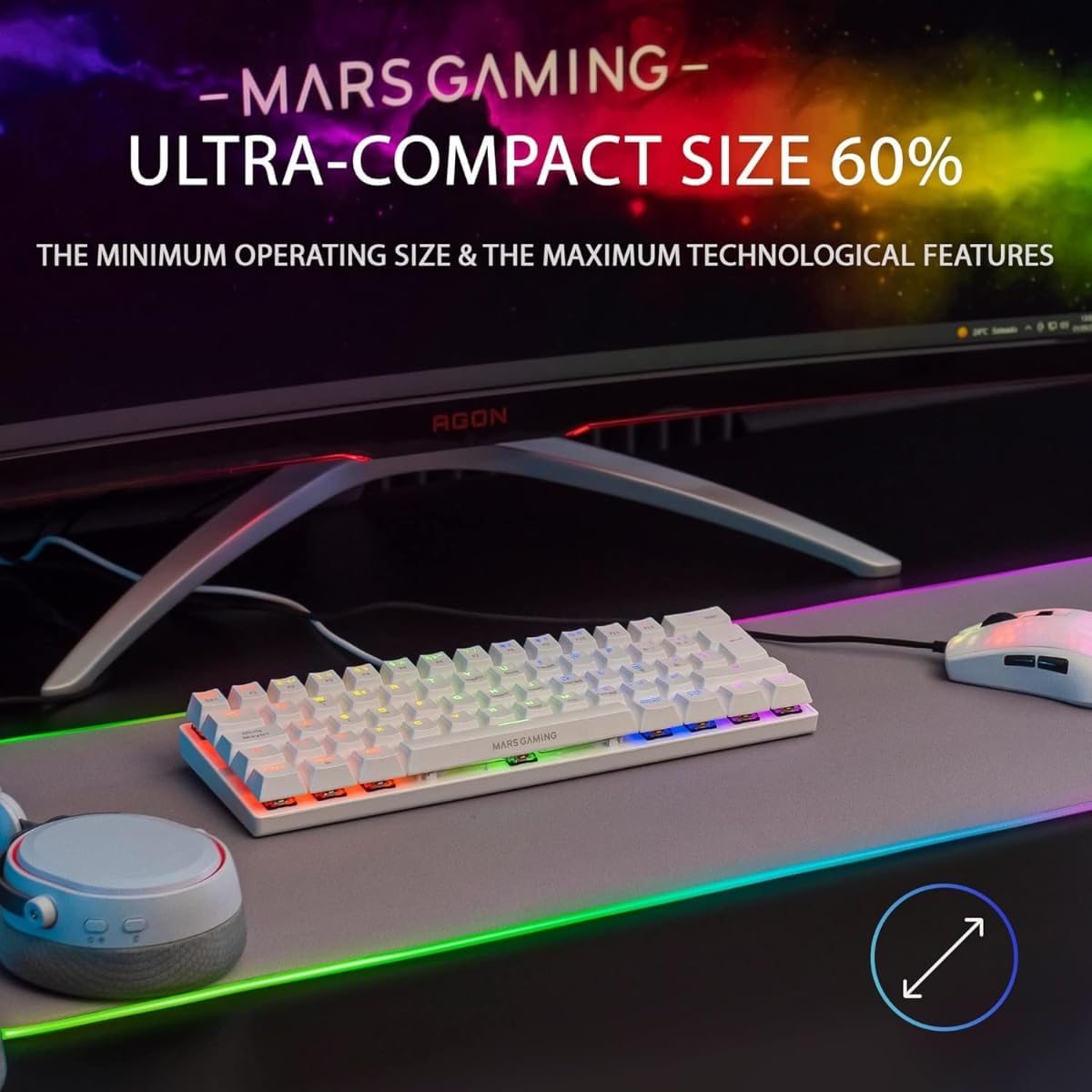 Mini Mechanical Gaming Keyboard – 60% Wired RGB Backlit Keyboard with 61 Keys – Waterproof & Space-Saving Design – White Color – Ideal for PC Gamers, Streamers, and Competitive eSports - Image 5