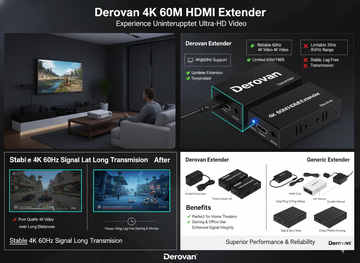 HDMI Extender & Splitter over Ethernet with PoC – Supports 4K@60Hz, Bi‑Directional IR, EDID Copy, HDMI Loop‑Out & 2/4‑Output Receivers - Image 5
