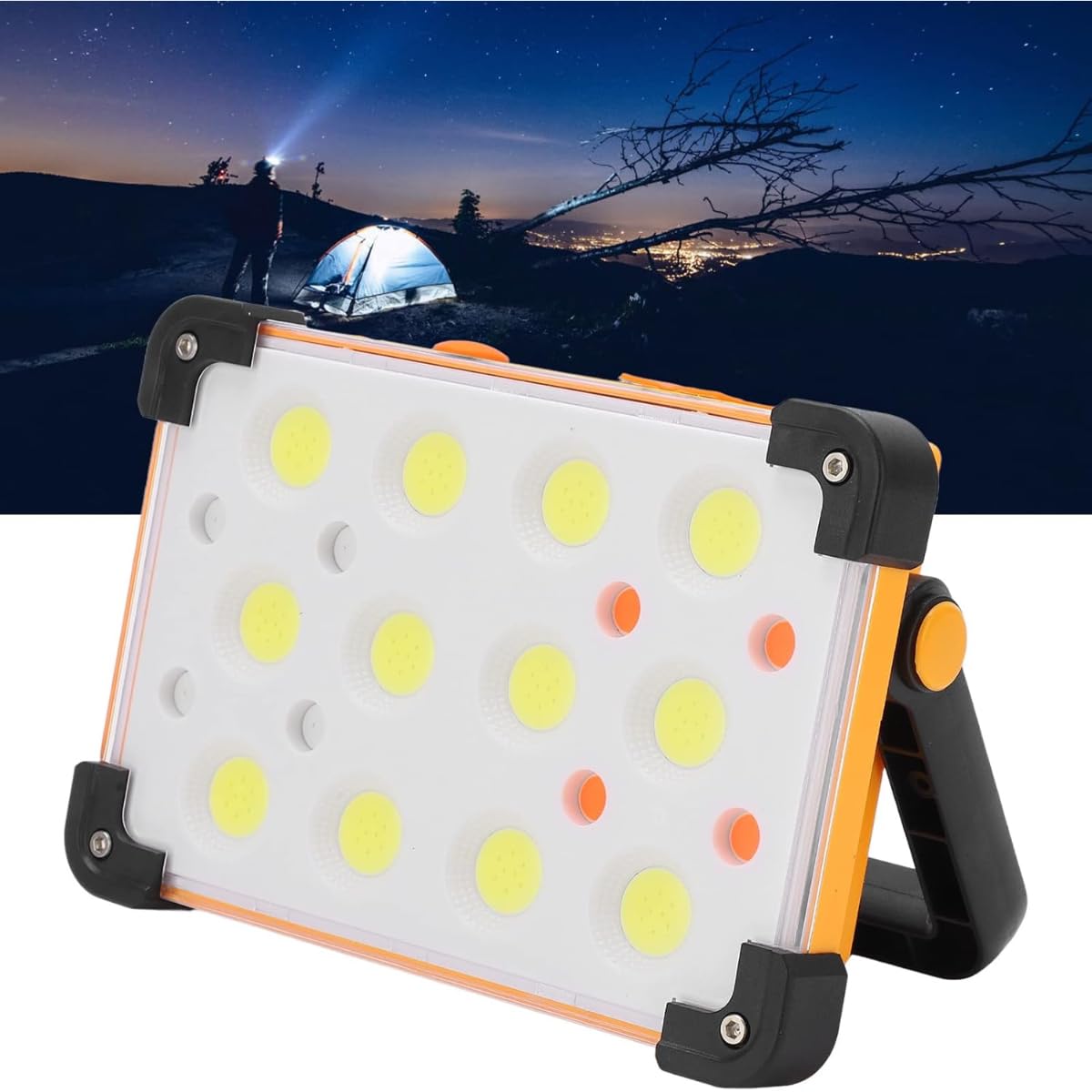 Portable Rechargeable LED Work Light | Solar Floodlight for Camping, Car Repair & Emergency Use | 2400mAh Battery, Waterproof, Adjustable Brightness, 5 Modes | Job Site Lighting & Outdoor LED - Image 2