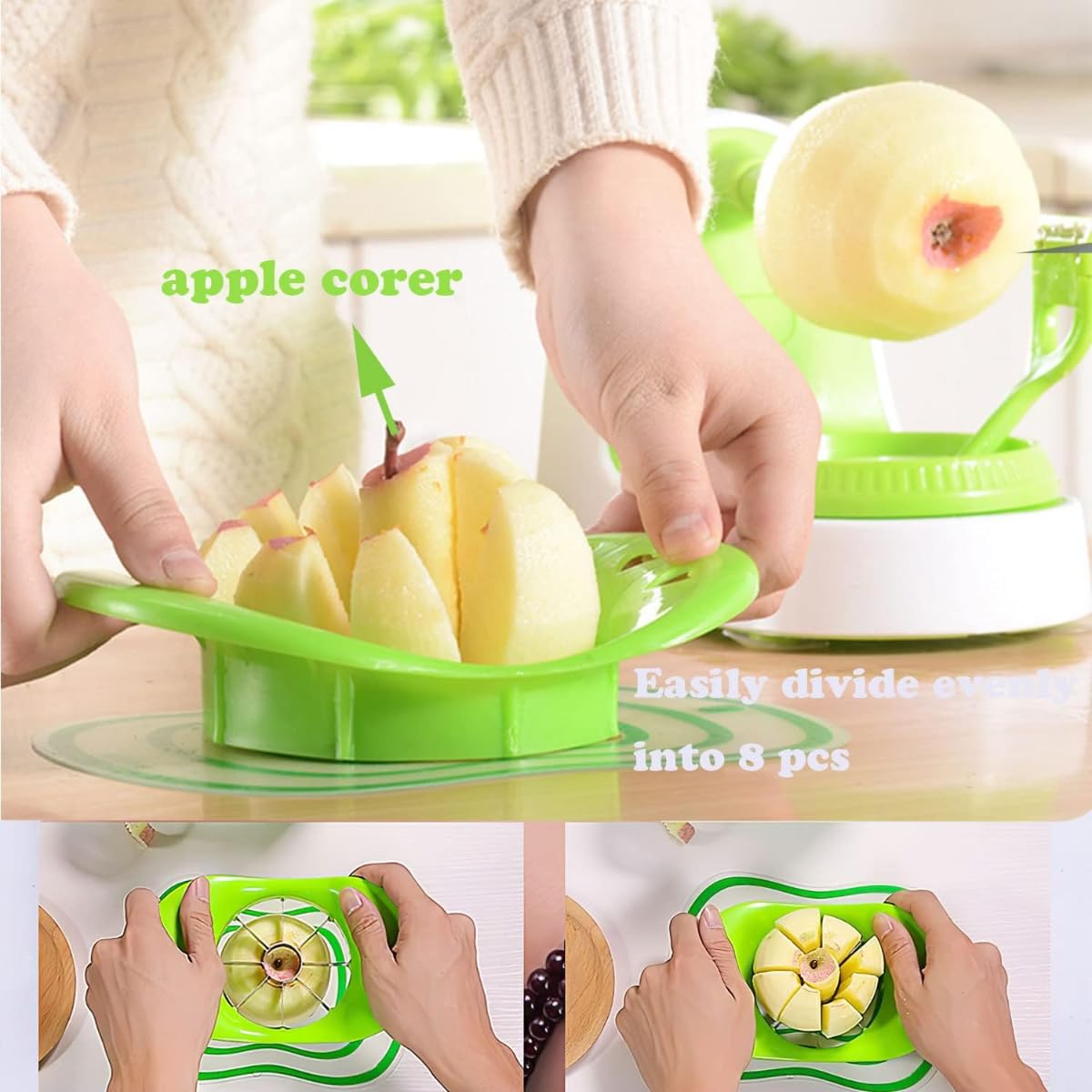 Stainless Steel Blades,Apple Slicer and Corer/Apple Cutter with 8 Blades Efficient Fruit Peeler & Corer Effortless Fruit Preparation, Quick, Safe, and Versatile,Perfect for Apples - Image 3