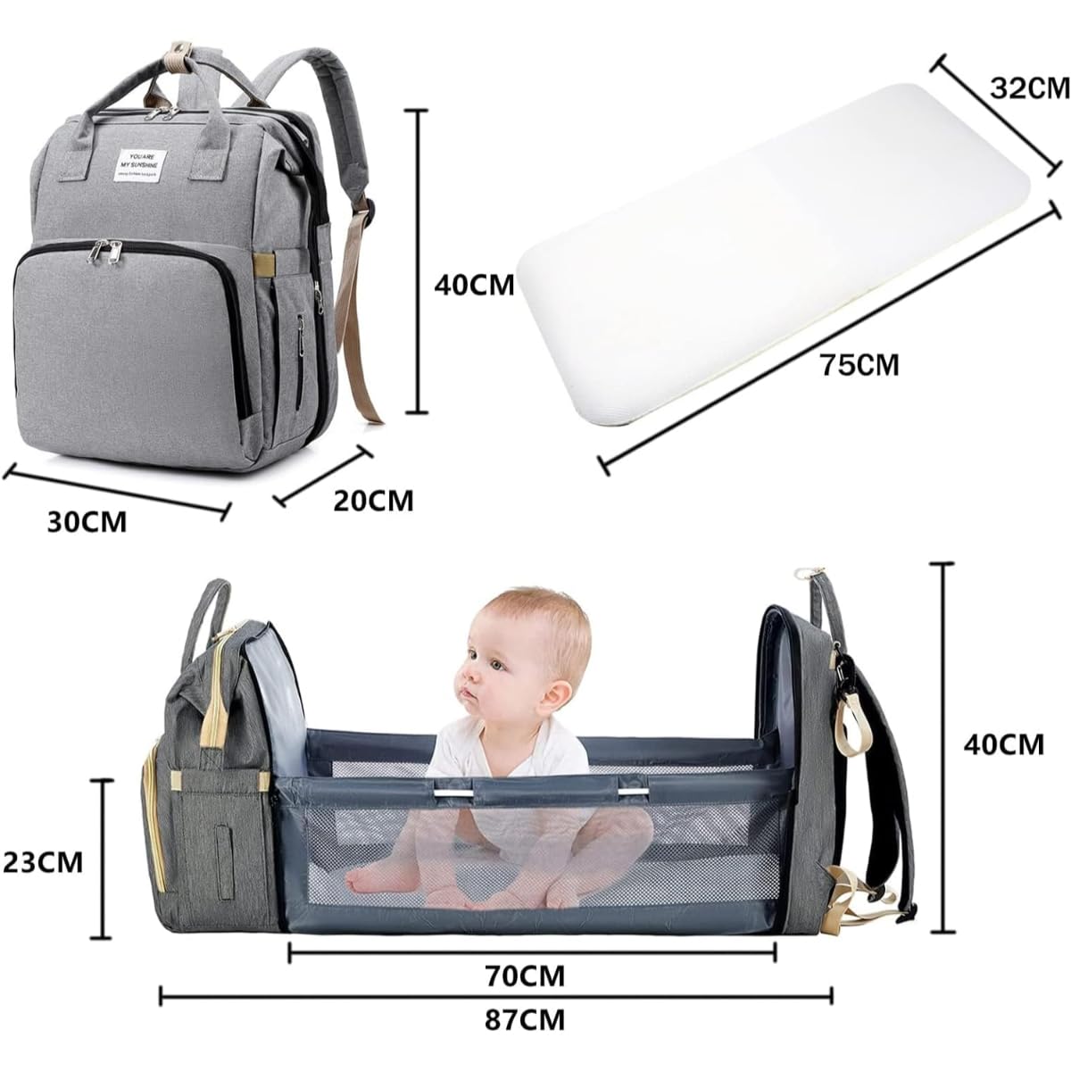 Best Baby Diaper Bag Backpack, Waterproof Travel Backpack,Changing Mat, Portable Foldable Cot,Multi-Function Nappy Bag for Mom and Dad, Large Capacity with Insulated Pockets and Anti-Theft Des - Image 2