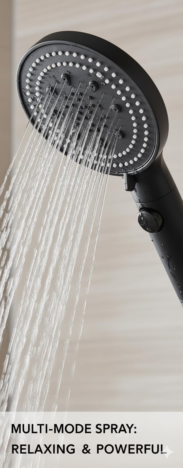 High Pressure Handheld Shower Head with 5 Spray Settings, Extra Long 78-Inch Stainless Steel Hose, Adhesive Adjustable Holder, Matte Black, ON/OFF Pause Switch for Bathroom & RV - Image 3