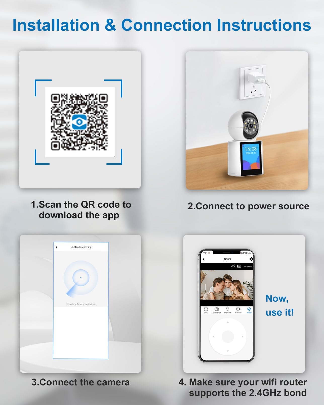 2K Indoor Smart Camera with 2.8” Screen – Two-Way Video Calling, Cry Detection, Human Motion & Sound Alerts, Night Vision, App Control – Baby, Elder, Dog, Pet Monitor with One-Touch Call Feature - Image 2