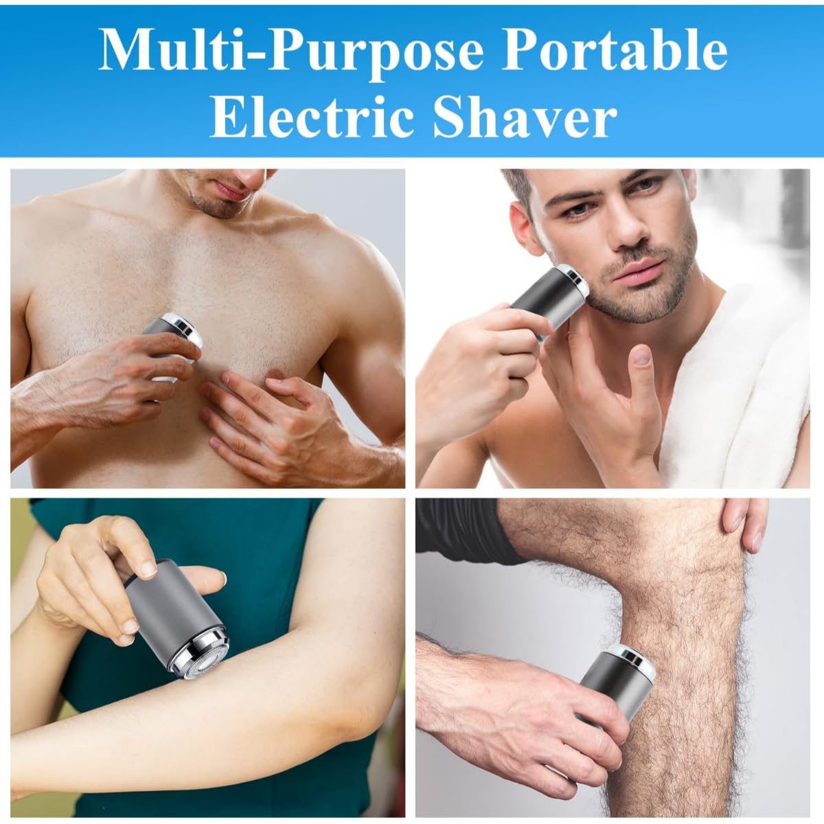 Electric Shaver for Men/Waterproof USB Rechargeable Portable Razor, Wet & Dry Rotary Shaving with Cleaning Brush for Travel & Daily Use - Image 5