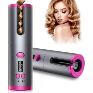 Cordless Hair Curler, Automatic Ceramic Portable Curling Iron, Wireless Travel Curler For Thick Hair, Compact