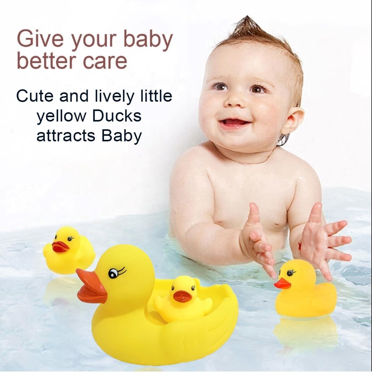 Squeaky Rubber Duck Bath Toy Set – Yellow, Floating Baby Bath Toys, Pack of 4 - Image 3
