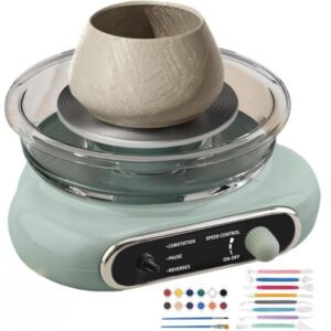 Mini Electric Pottery Wheel/DIY Clay Art Kit with 4.7" Turntable, Foot Pedal, Sculpting Tools, Clay Set/Ceramic Forming Machine for Kids & Adults, Beginners Pottery Wheel Kit