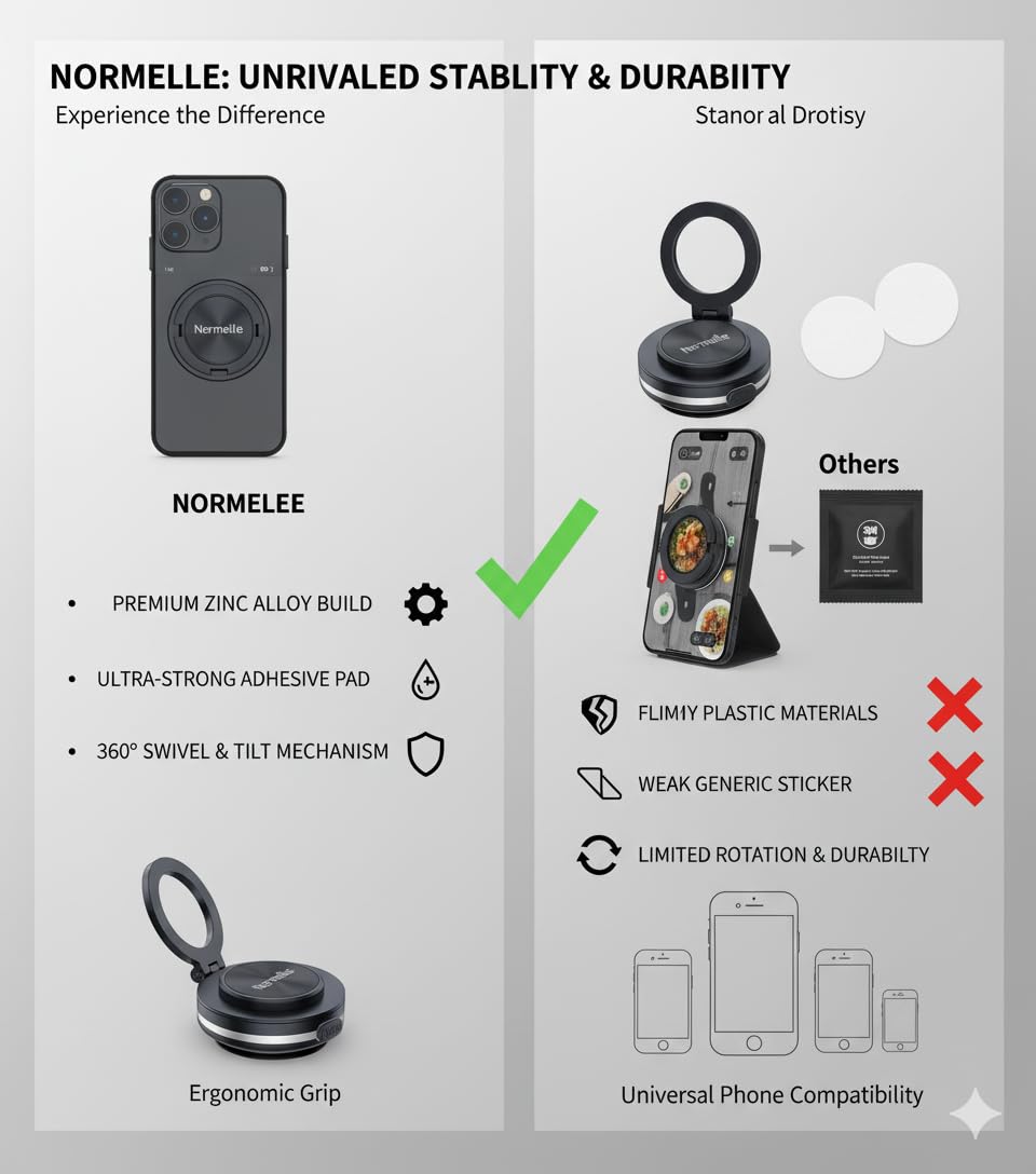 Magnetic Vacuum Suction Car Phone Holder Mount C1, 360° Rotating & 270° Folding, Strong Suction for Smooth Surfaces, Dashboard, Glass, Kitchen, Gym, Shower, Compatible with IOS & Android - Image 7