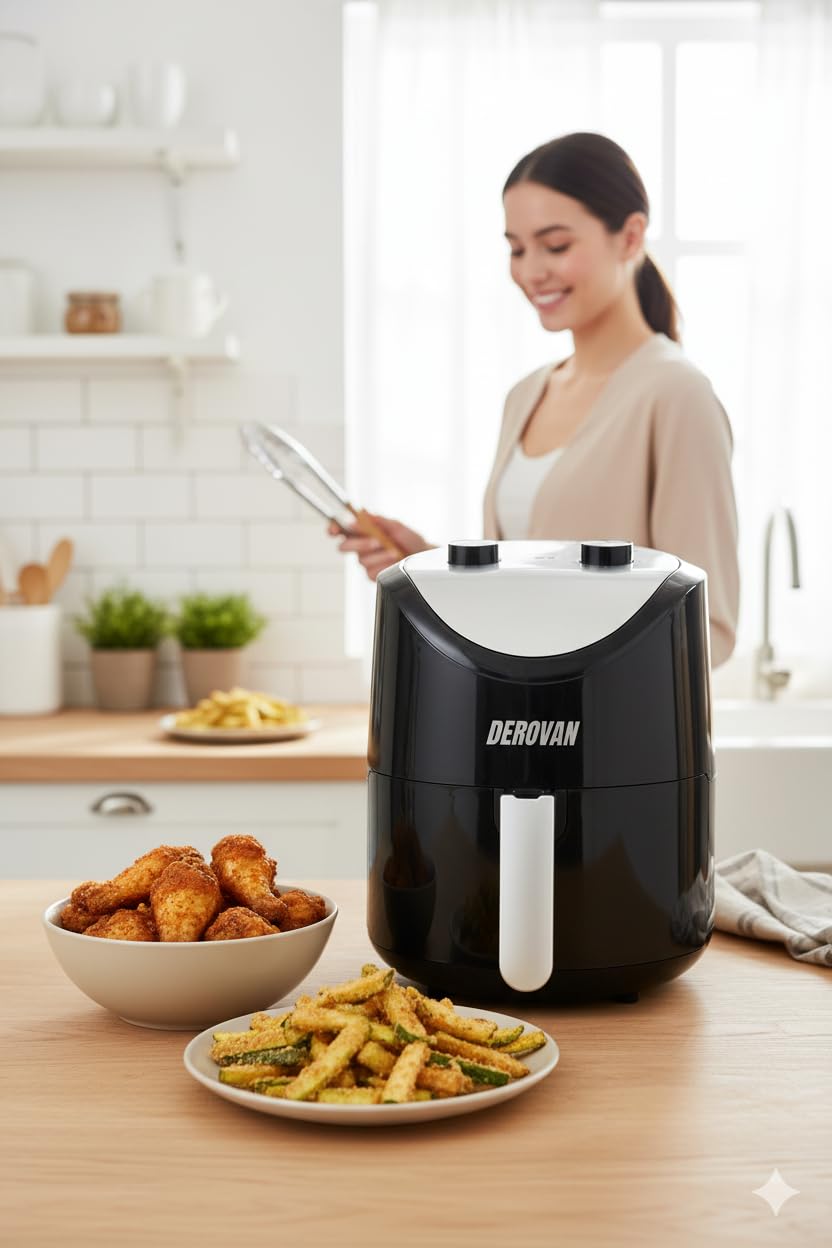 3.5 L Oil‑Free Air Fryer – 1200 W Touch & Dial Control, Grill Plate Included, Compact Countertop Design for Healthy Cooking - Image 2