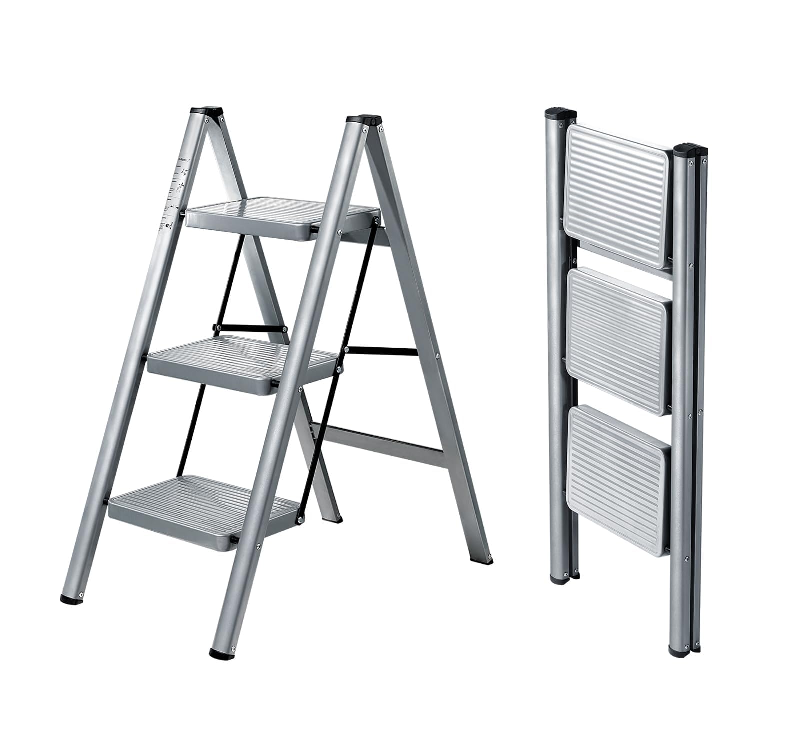Gonaar 3-Step Ladder – Sturdy Foldable Steel Ladder with Wide Anti-Slip Pedals, Lightweight Portable Step Stool for Home, Kitchen, Library, Office (330 lbs Capacity)