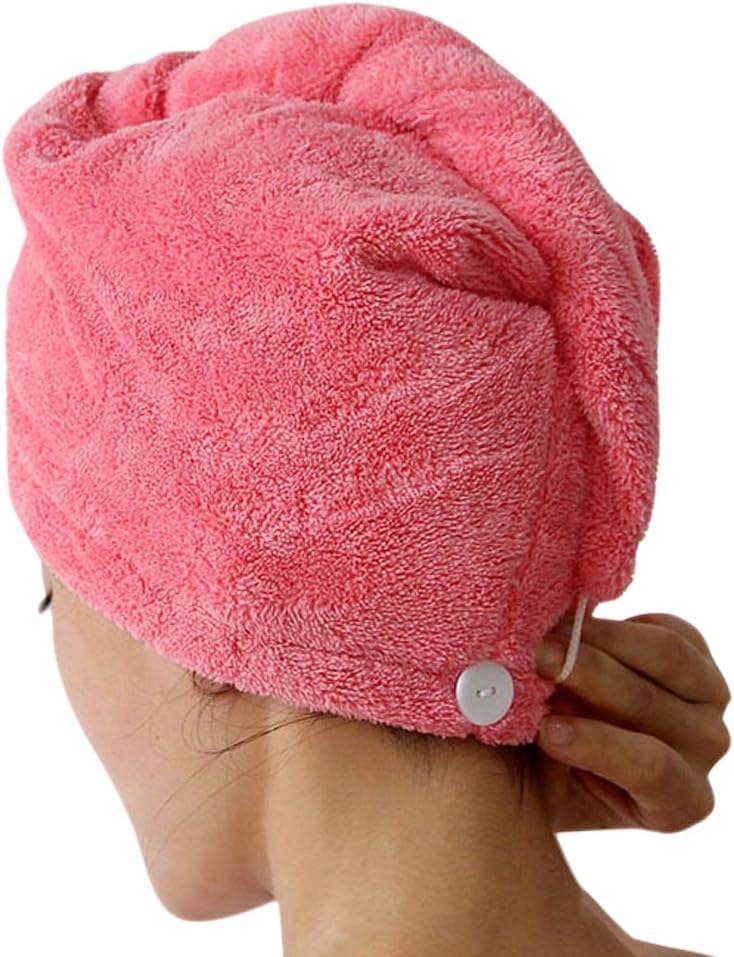 Microfiber Hair Towel Wrap – Ultra-Soft, Super Absorbent, Frizz-Reducing Turban with Cute Teddy Bear Button - Image 3