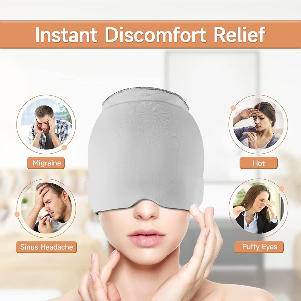 Headache Relief Cap/Cooling & Heating Migraine Hat for Tension, Sinus, Stress & Pain Relief - Image 2
