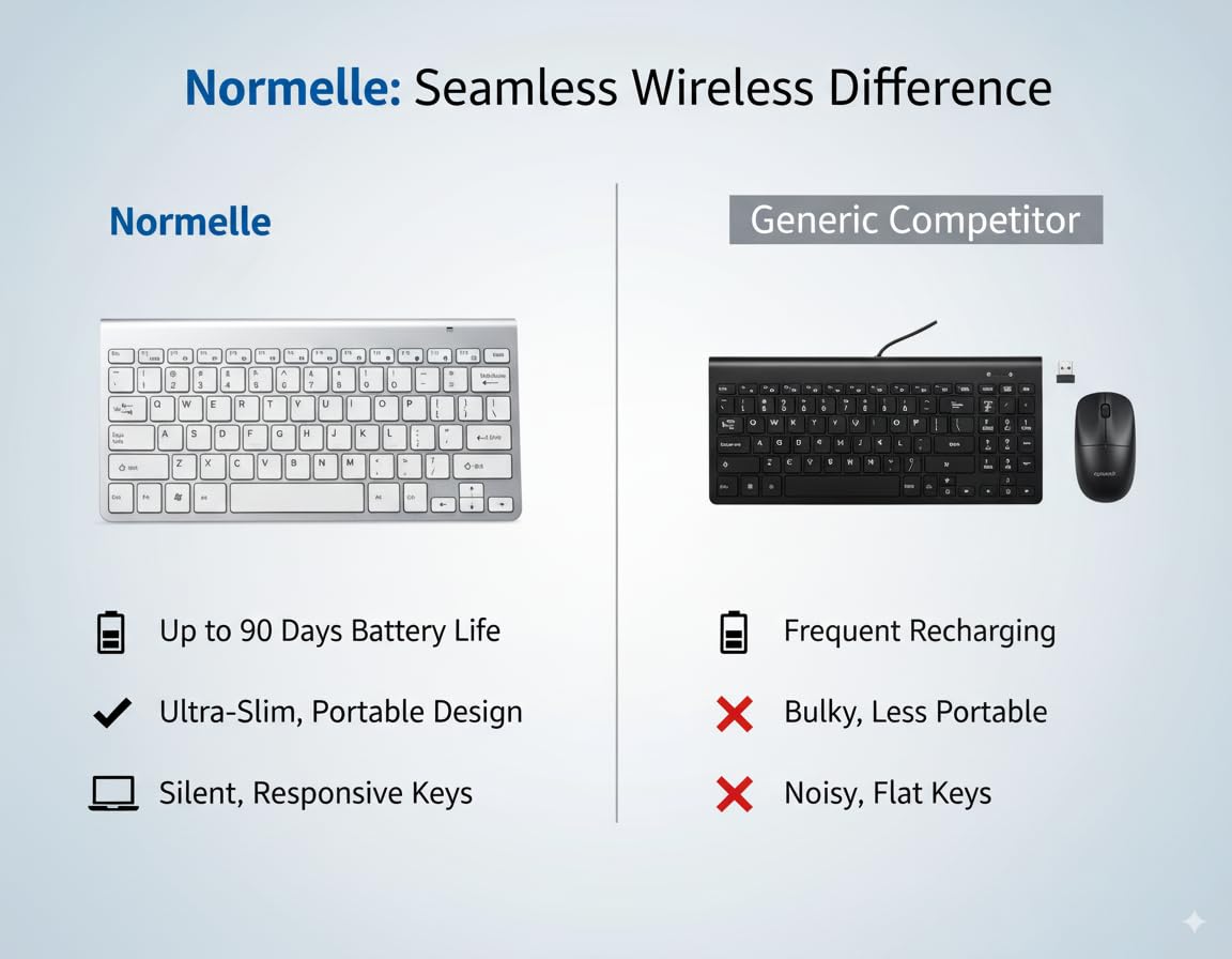 2.4GHz Wireless Keyboard and Mouse Combo Ultra Slim Portable Keyboard with USB Receiver Compatible with Laptop Desktop PC Mac Tablet Windows XP/Vista/7/8/10/11 Android OS – Silver White - Image 4