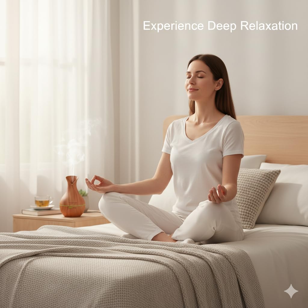 Wooden Cool Mist Humidifier & Aroma Diffuser – 7‑Color LED Flame Night Light, Compact Nano Mist for Cars, Offices, Bedrooms & Baby Rooms - Image 4