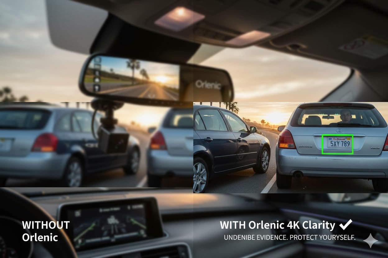 Dash Cam Mirror 1080P Full HD Front and Rear Dual Lens Car Driving Recorder, Wide-Angle Dashboard Camera DVR with G-Sensor, Loop Recording, Parking Surveillance, Motion Detection (Black) - Image 4