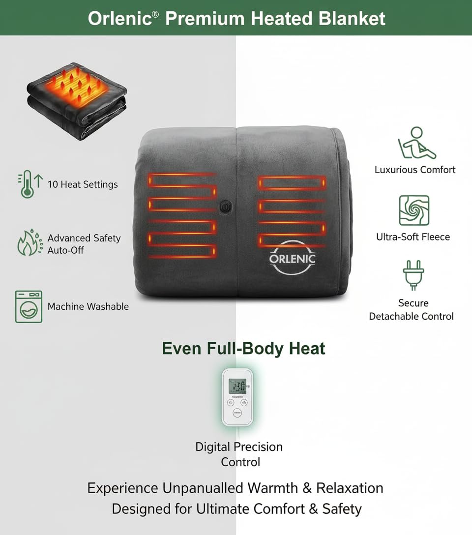 Heated Wearable Blanket Robe with USB Power – 3 Heating Levels, Machine Washable, Portable Heated Hoodie Throw for Indoors Outdoors Office Travel – Soft Coral Fleece Blanket - Image 6