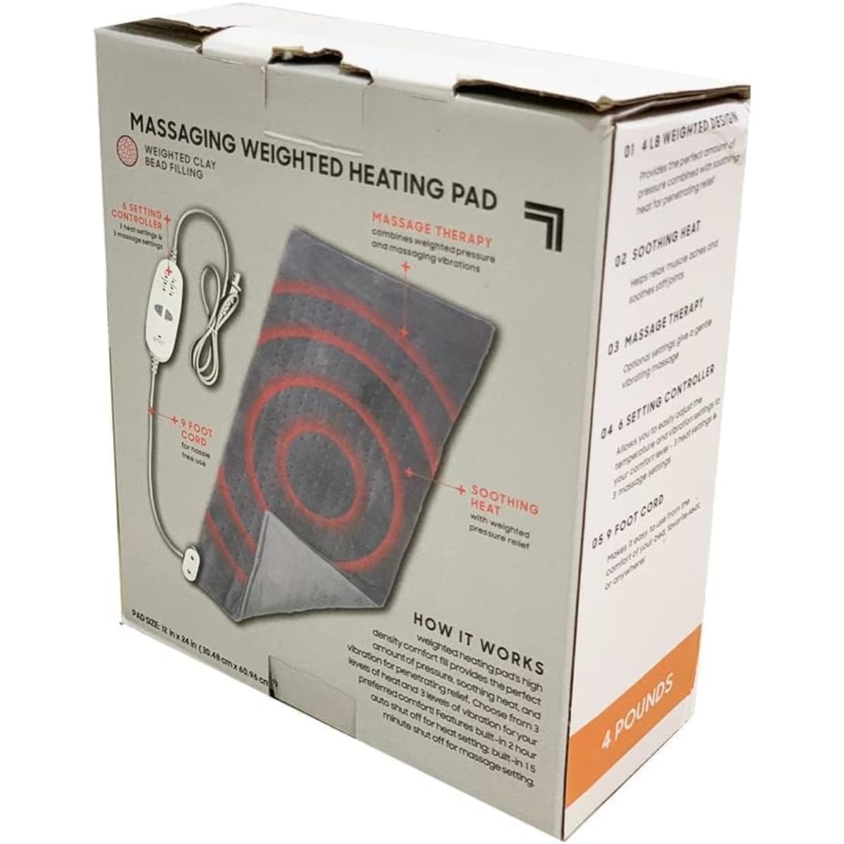 Calming Heat Weighted Heating Pad: Electric Massager with Soothing Heat | Sharper Image | Lightweight & Comfortable | 9 Massages | Targeted Pain Relief | 4 lbs | Relaxation for Aches, Cramps, & Joints - Image 2