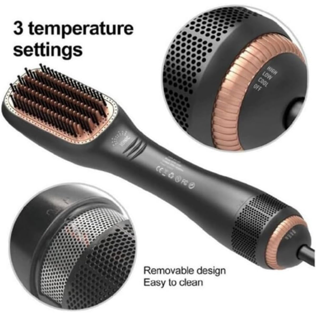 Professional Styler Volumizer Blow Brush – 3-in-1 Hot Air Brush, Negative Ion + Ceramic Tourmaline, Frizz-Free Shine, Fast 1200W Drying, One-Step Hair Styling for All Hair Types – Lightweight & Sleek - Image 6