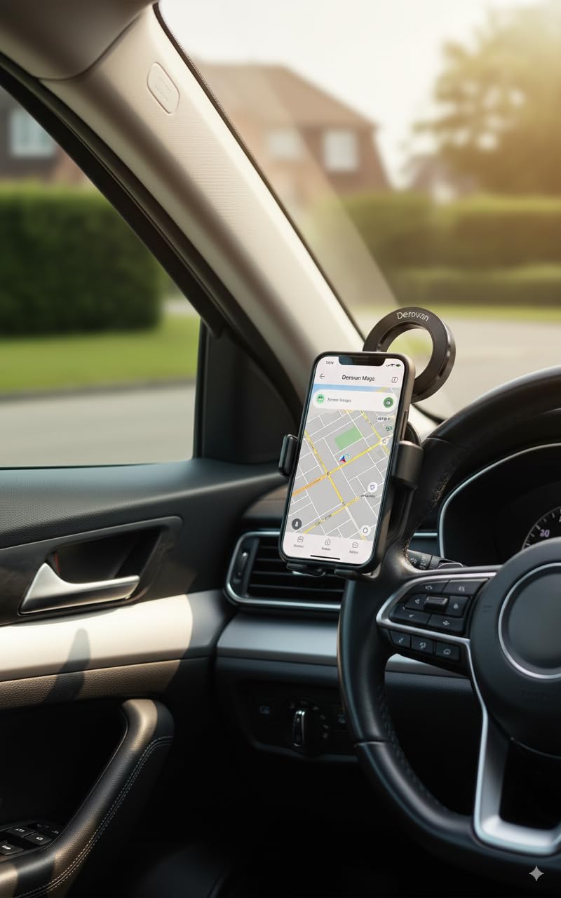 Flexible Car Holder Compatible with MagSafe – Mini Magnet Head, Horizontal & Vertical Mount, One-Handed Operation, Secure Magnetic Attachment, Travel-Friendly, Lightweight & Portable – Black - Image 3