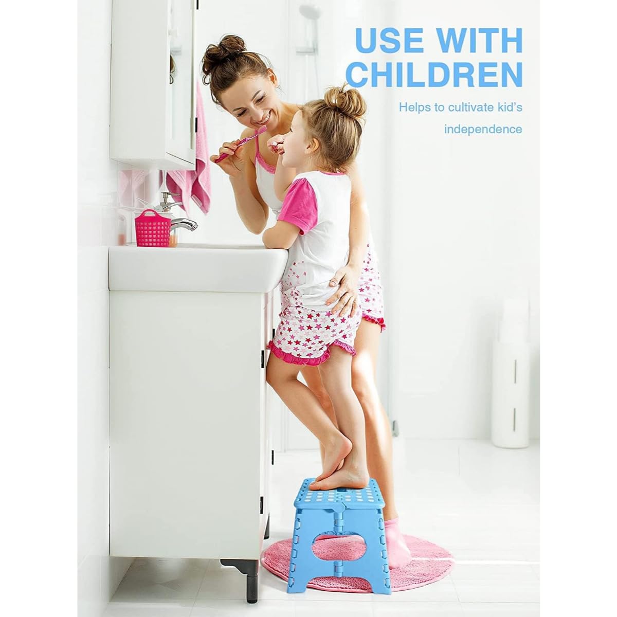 Plastic Folding Step Stool/Small, Heavy Duty, Multipurpose Footstool with Handle for Home, Kitchen, Office – Easy Storage Foldable Stool - Image 5