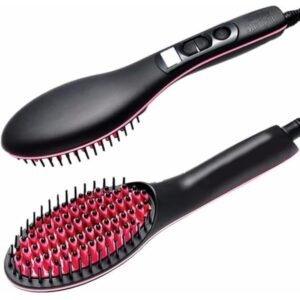 Electric Hair Straightening Brush, Fast Ceramic Heating, Adjustable Temp, Frizz-Free - Ideal for Men's Beard & Hair Styling, Portable with Negative Ion Tech for All Hair Types