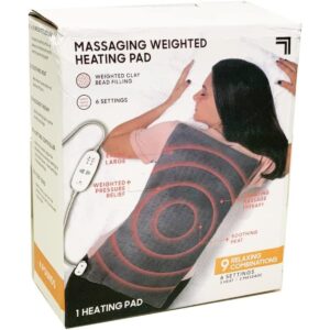 Calming Heat Weighted Heating Pad: Electric Massager with Soothing Heat | Sharper Image | Lightweight & Comfortable | 9 Massages | Targeted Pain Relief | 4 lbs | Relaxation for Aches, Cramps, & Joints