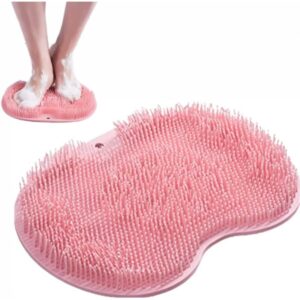 Generic Pink Shower Foot & Back Scrubber Massage Mat, Non-Slip Suction Cups, Improve Circulation & Pain Relief, Silicone, Multifunctional Body Massager, Easy-to-Use Home Spa Tool