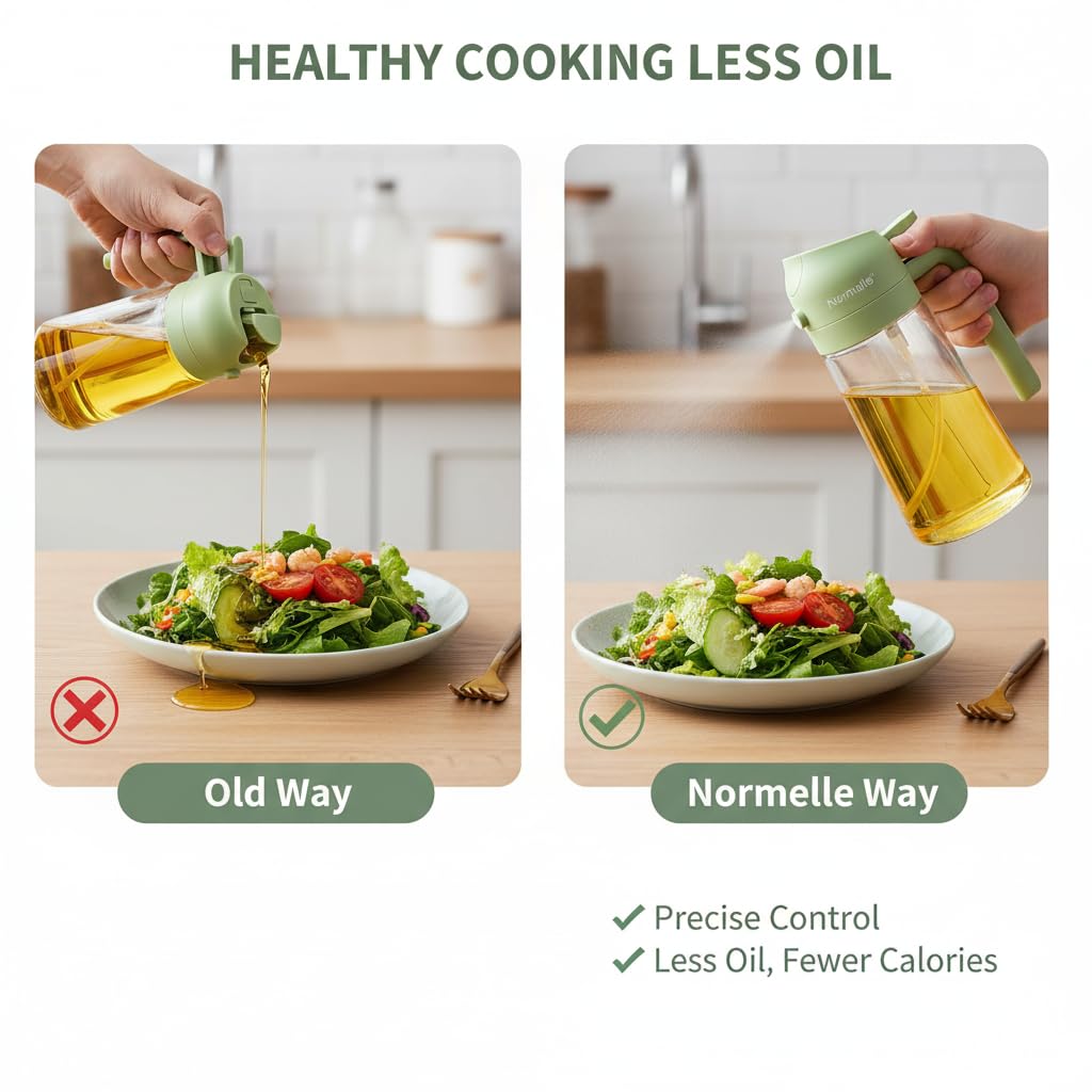 500ml Olive Oil Sprayer Mister, Cooking Oil Spray Bottle for Air Fryer and Baking, Refillable Olive Dispenser with Fine Mist, Multi-Function and Condiment Spray Bottle for Kitchen Use - Image 4